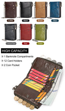 Genuine Leather Mens Wallet Double Zipper - RFID Blocking Bifold Card Holder with Coin Pocket - Vintage Brown Gift for Him