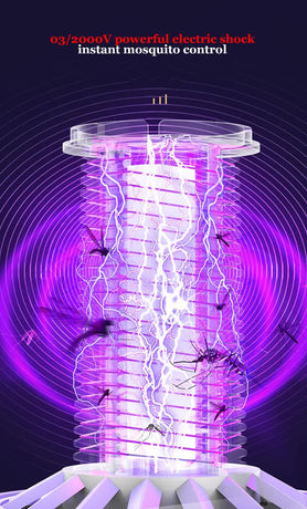 2-in-1 Rechargeable Mosquito Zapper & Camping Lantern - 2000V Electric Insect Killer with Smart Digital Display - 2000mAh Battery Portable Bug Trap for Outdoor Tent Patio & Home - IPX5 Waterproof - White