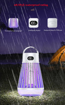 2-in-1 Rechargeable Mosquito Zapper & Camping Lantern - 2000V Electric Insect Killer with Smart Digital Display - 2000mAh Battery Portable Bug Trap for Outdoor Tent Patio & Home - IPX5 Waterproof - White