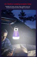 2-in-1 Rechargeable Mosquito Zapper & Camping Lantern - 2000V Electric Insect Killer with Smart Digital Display - 2000mAh Battery Portable Bug Trap for Outdoor Tent Patio & Home - IPX5 Waterproof - Black
