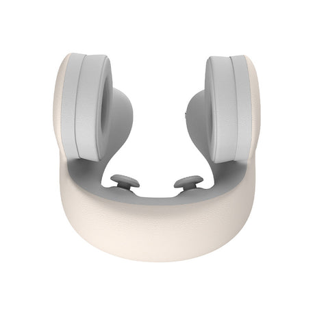 Smart 4-in-1 Travel Neck Pillow with ANC Headphones - Heated Vibration Massage & Bluetooth Audio - Memory Foam Support for Planes & Home - Beige