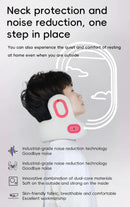 Smart 4-in-1 Travel Neck Pillow with ANC Headphones - Heated Vibration Massage & Bluetooth Audio - Memory Foam Support for Planes & Home - Beige