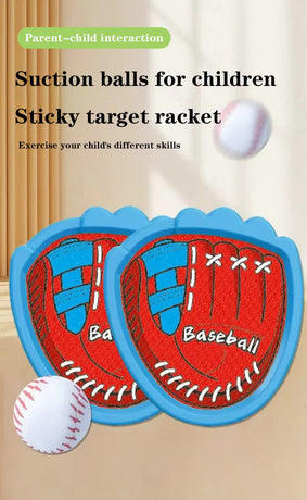 LED Light Up Toss and Catch Game Set - 2 Glowing Blue Paddles & 3 Sticky Rugby - Fun Outdoor Beach & Camping Toy for Kids & Adults - Includes Mesh Storage Bag