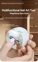 2-in-1 Electric Nail Clipper with Magnifying Glass & LED Light - Automatic Nail Trimmer & Polisher for Babies, Seniors & Adults - Safe USB Rechargeable Manicure Tool with Debris Storage - White
