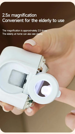 2-in-1 Electric Nail Clipper with Magnifying Glass & LED Light - Automatic Nail Trimmer & Polisher for Babies, Seniors & Adults - Safe USB Rechargeable Manicure Tool with Debris Storage - White