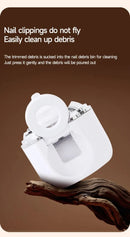 2-in-1 Electric Nail Clipper with Magnifying Glass & LED Light - Automatic Nail Trimmer & Polisher for Babies, Seniors & Adults - Safe USB Rechargeable Manicure Tool with Debris Storage - White