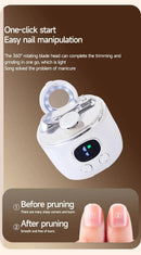 2-in-1 Electric Nail Clipper with Magnifying Glass & LED Light - Automatic Nail Trimmer & Polisher for Babies, Seniors & Adults - Safe USB Rechargeable Manicure Tool with Debris Storage - Grey