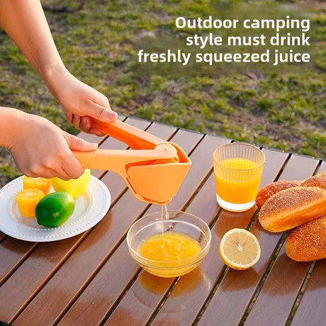 Foldable Manual Lemon Squeezer & Citrus Juicer - Portable Handheld Fruit Press for Fresh Orange & Lime Juice - Space Saving Kitchen Tool - Orange