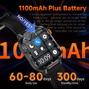 Rugged Outdoor Smart Watch for Men - 1100mAh Extra Long Battery with LED Flashlight & Compass - 2.01" HD Screen Bluetooth Calling IP68 Waterproof Fitness Tracker - Black