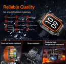 Rugged Outdoor Smart Watch for Men - 1100mAh Extra Long Battery with LED Flashlight & Compass - 2.01" HD Screen Bluetooth Calling IP68 Waterproof Fitness Tracker - Black