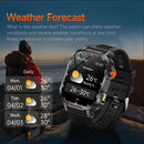 Rugged Outdoor Smart Watch for Men - 1100mAh Extra Long Battery with LED Flashlight & Compass - 2.01" HD Screen Bluetooth Calling IP68 Waterproof Fitness Tracker - Black