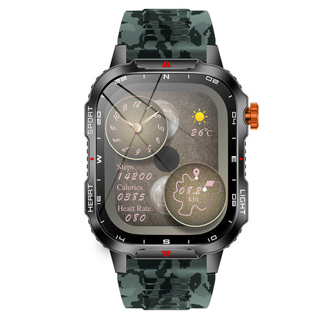 Rugged Outdoor Smart Watch for Men - 1100mAh Extra Long Battery with LED Flashlight & Compass - 2.01