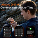Rugged Outdoor Smart Watch for Men - 1100mAh Extra Long Battery with LED Flashlight & Compass - 2.01" HD Screen Bluetooth Calling IP68 Waterproof Fitness Tracker - Orange
