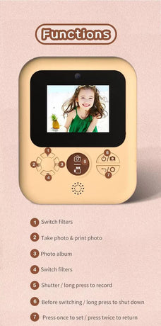 Kids Instant Print Camera with 3 Paper Rolls - Zero Ink Thermal Digital Camera & Video Recorder - 1080P Dual Lens Selfie Toy for Boys & Girls - Purple