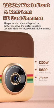Kids Instant Print Camera with 3 Paper Rolls - Zero Ink Thermal Digital Camera & Video Recorder - 1080P Dual Lens Selfie Toy for Boys & Girls - Blue