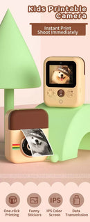 Kids Instant Print Camera with 16GB SD Card & 3 Paper Rolls - Retro Thermal Digital Camera & Video Recorder - 1080P Dual Lens Selfie Toy Gift - Brown
