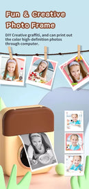 Kids Instant Print Camera with 16GB SD Card & 3 Paper Rolls - Retro Thermal Digital Camera & Video Recorder - 1080P Dual Lens Selfie Toy Gift - Brown