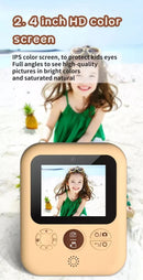 Kids Instant Print Camera with 16GB SD Card & 3 Paper Rolls - Retro Thermal Digital Camera & Video Recorder - 1080P Dual Lens Selfie Toy Gift - Brown