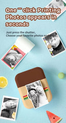Kids Instant Print Camera with 16GB SD Card & 3 Paper Rolls - Retro Thermal Digital Camera & Video Recorder - 1080P Dual Lens Selfie Toy Gift - Brown
