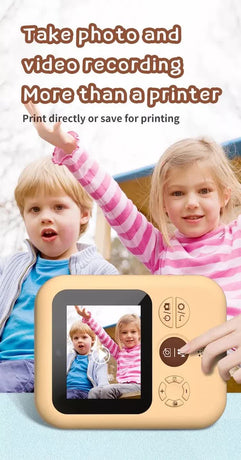 Kids Instant Print Camera with 32GB SD Card & 3 Paper Rolls - Retro Thermal Digital Camera & Video Recorder - 1080P Dual Lens Selfie Toy Gift - Brown