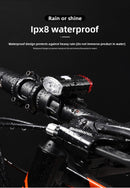 USB Rechargeable Mini Bike Light Front & Rear Combo - 150 Lumen LED High Brightness Safety Lamp for Cycling - IPX8 Waterproof Aluminium Helmet & Handlebar Light - Black