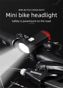 2 PCS USB Rechargeable Mini Bike Lights - Aluminium LED Front & Rear Safety Lamp Set - 150 Lumen High Brightness Flashlight for Helmet & Handlebar - IPX8 Waterproof - Black