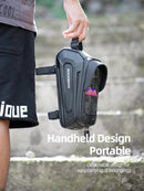 ROCKBROS Hard Shell Bike Top Tube Bag - Waterproof Cycling Frame Pouch with TPU Touchscreen Phone Holder & Sun Visor - 1.7L Large Capacity for MTB & Road Bikes - Black