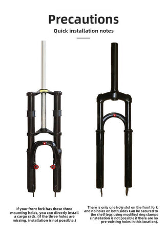 Aluminium Alloy Bicycle Front Rack Carrier Heavy Duty Fork Mount Cargo Shelf for MTB Mountain Bike Disc and V-Brake Touring Black