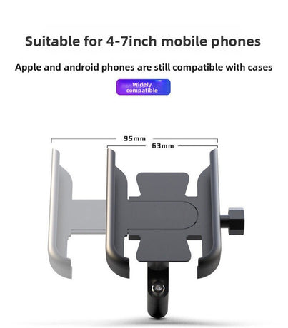 New M1 Aluminium Motorcycle Phone Holder Handlebar Mount 360 Rotation Anti-Shake Metal Bracket for Bike Scooter 4-7 Inch Phones Black