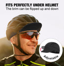 White Mesh Cycling Cap Under Helmet Liner Breathable Skull Cap with Flip Up Brim Sun Shade Moisture Wicking Hat for Bike Running Fits 55-60cm