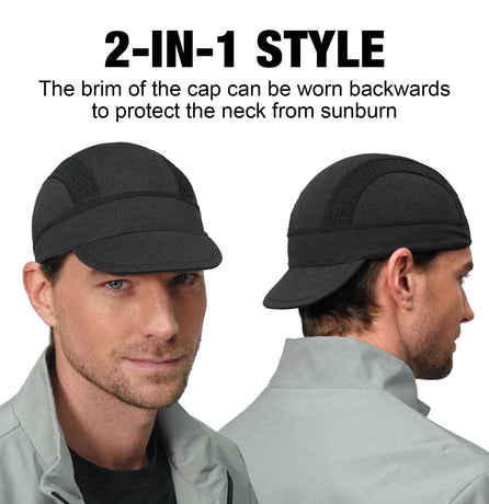 White Mesh Cycling Cap Under Helmet Liner Breathable Skull Cap with Flip Up Brim Sun Shade Moisture Wicking Hat for Bike Running Fits 55-60cm