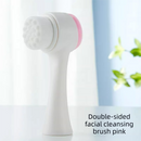 2-in-1 Dual Sided Facial Cleansing Brush Soft Microfiber & Silicone Scrubber Manual Face Washer Exfoliator Tool Pink for Deep Pore Cleaning