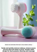 2-in-1 Dual Sided Facial Cleansing Brush Soft Microfiber & Silicone Scrubber Manual Face Washer Exfoliator Tool Pink for Deep Pore Cleaning