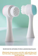 2-in-1 Dual Sided Facial Cleansing Brush Soft Microfiber & Silicone Scrubber Manual Face Washer Exfoliator Tool Pink for Deep Pore Cleaning