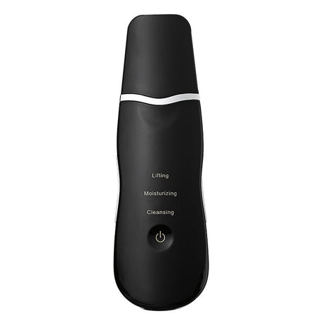 Ultrasonic Skin Scrubber Facial Spatula Blackhead Remover & Pore Cleaner with Ion EMS Lifting Mode Rechargeable Beauty Tool Black