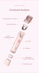 2-in-1 Electric Lady Shaver & Bikini Trimmer Dual Head Waterproof Wet & Dry Body Hair Remover Cordless Razor for Face Legs Underarms Pink