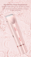 2-in-1 Electric Lady Shaver & Bikini Trimmer Dual Head Waterproof Wet & Dry Body Hair Remover Cordless Razor for Face Legs Underarms White