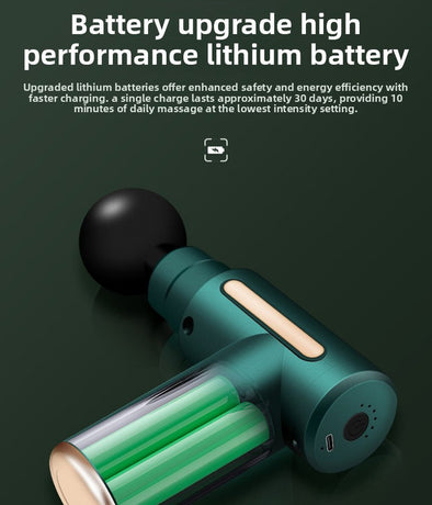 Mini Massage Gun Deep Tissue Percussion Muscle Massager Portable Handheld Quiet 6 Speeds 4 Heads Type-C Charging Electric Body Relaxer Tool Green