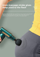 Mini Massage Gun Deep Tissue Percussion Muscle Massager Portable Handheld Quiet 6 Speeds 4 Heads Type-C Charging Electric Body Relaxer Tool Green