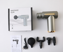 Mini Massage Gun Deep Tissue Percussion Muscle Massager Portable Handheld Quiet 6 Speeds 4 Heads Type-C Charging Electric Body Relaxer Tool Grey