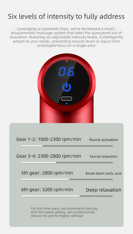 Mini Massage Gun Deep Tissue Percussion Muscle Massager Portable Handheld Quiet 6 Speeds 4 Heads Type-C Charging Electric Body Relaxer Tool Grey