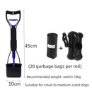 Medium Foldable Pet Pooper Scooper 45cm Portable Dog Waste Jaw Clamp with Bone Dispenser & 20 Bags Blue