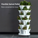 Pink 3-Tier Stackable Strawberry & Vegetable Planter with Mobile Wheel Tray - Space-Saving Vertical Gardening System
