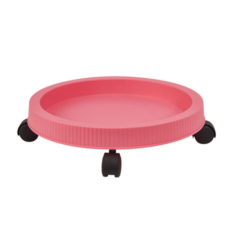 Pink 3-Tier Stackable Strawberry & Vegetable Planter with Mobile Wheel Tray - Space-Saving Vertical Gardening System