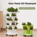 Red 3-Tier Stackable Strawberry & Vegetable Planter with Mobile Wheel Tray - Space-Saving Vertical Gardening System