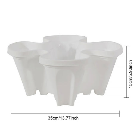 Beige 3-Tier Stackable Strawberry & Vegetable Planter with Mobile Wheel Tray - Space-Saving Vertical Gardening System