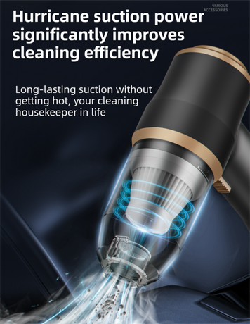 4-in1 Black Wireless Compact Handheld Car Vacuum Cleaner & Air Duster  with 5 Nozzles/Brushes- 5300 Pa High Power Blower/Suction Tool for Auto, Home & Office