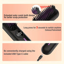 S01 Black Cordless Hair Straightener Brush - 2-in-1 Curling & Straightening Tool with LED Power Display and 7-Level Temp Control, Mini Quick Heat Anti-Damage
