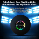 Black IPX4 Waterproof Portable Bluetooth Shower Speaker with Suction Cup & LED Light - Multi-Use As Phone Stand, Built-in Mic for Hands-Free Calling
