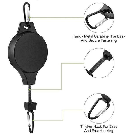 3PCS Black Retractable Hanging Basket Pulley System & 3PCS Heavy Duty Stainless Steel S-Hooks Combo - Garden Plant Hanger(Max Load 5KG)